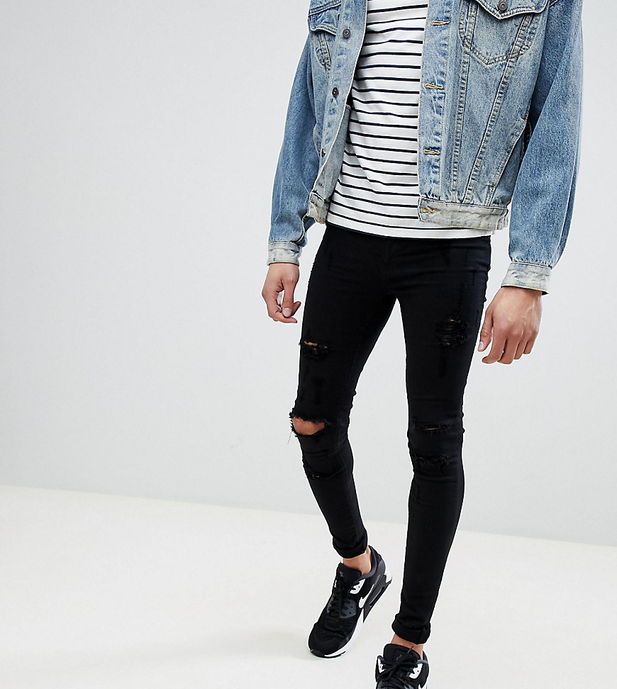 Blend Tall - Flurry - Extreme skinny jeans met kniescheuren in zwart