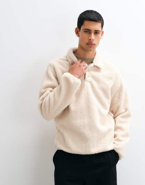 BLEND teddy gebreid poloshirt in grijs - view 1