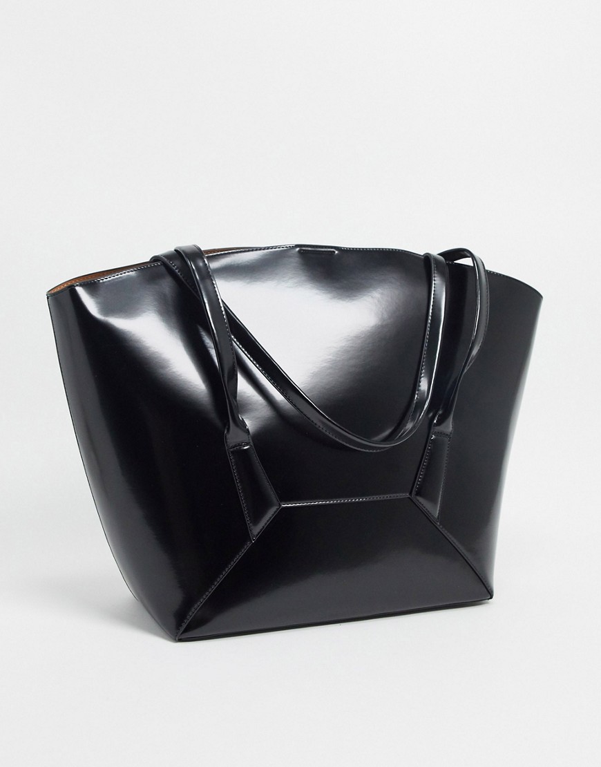 фото Блестящая черная сумка-тоут asos design-черный