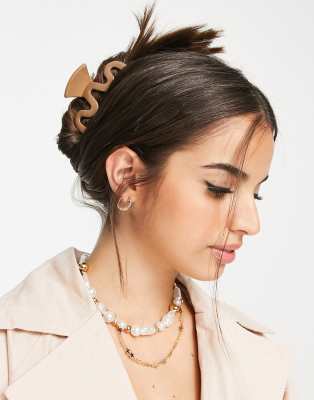 Аксессуары для волос Блестящая коричневая заколка-краб для волос My Accessories London-Коричневый цвет