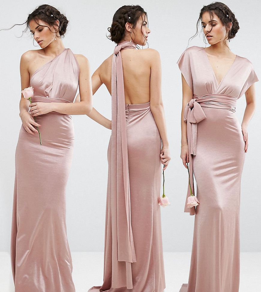 Блестящее платье-трансформер макси TFNC WEDDING-Розовый