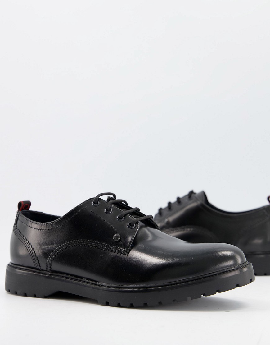 Блестящие туфли черного цвета на шнуровке Base London Cog-Черный цвет