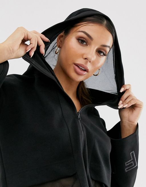 ASOS DESIGN cropped zip up hoodie in black