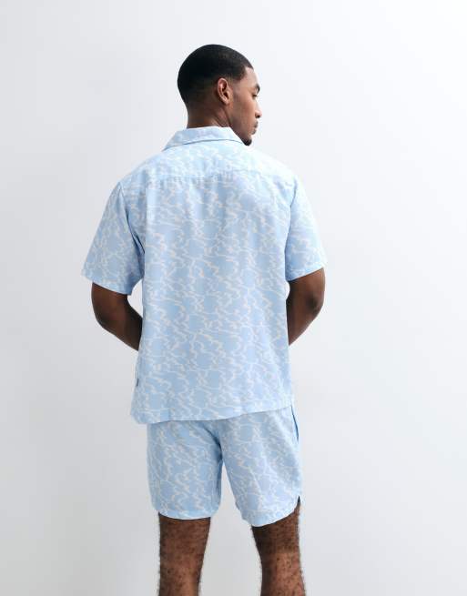 BLKVIS bagliore patterned shorts co-ord in blue multi, 3 of 5