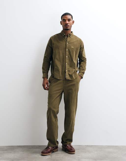 BLKVIS button down corduroy long sleeve shirt co-ord in olive green, 2 of 5
