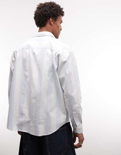 BLKVIS - Camicia blu a righe con scritta, 5 di 5