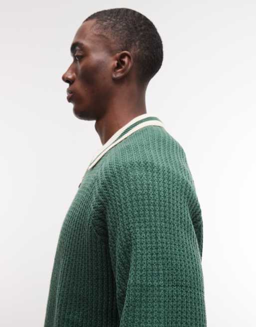 BLKVIS - Cardigan verde con zip e colletto, 5 di 5