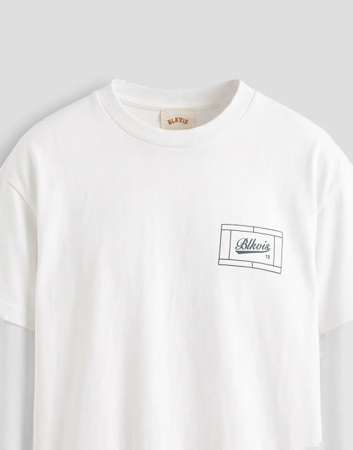 BLKVIS - Court - T-shirt a maniche corte bianca con grafica sul retro, 8 di 9