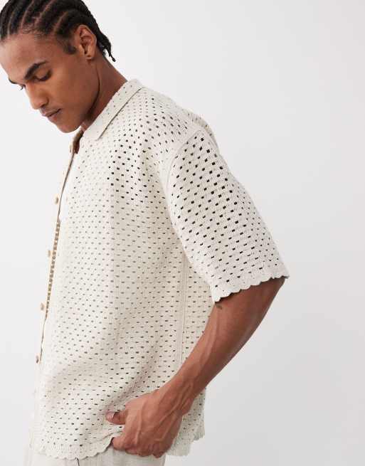 BLKVIS crochet shirt in cream, 4 of 5