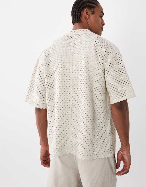 BLKVIS crochet shirt in cream, 5 of 5