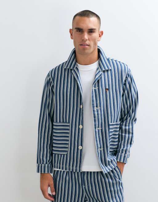 BLKVIS ensemble coordonné veste en jean rayée bleu multicolore