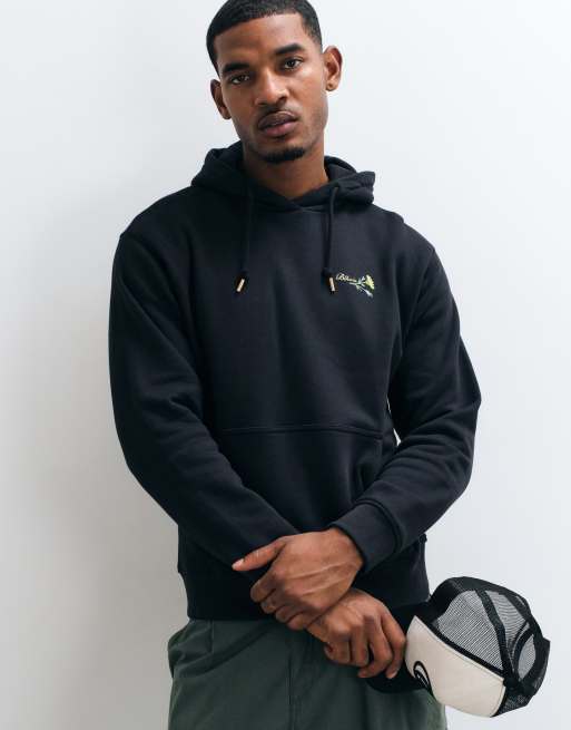 BLKVIS floral logo letter back print graphic hoodie in black, 3 of 5