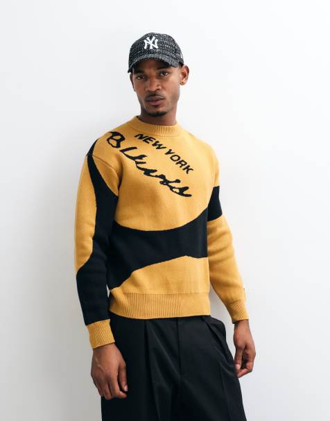 BLKVIS jersey de cuello redondo jacquard gráfico en negro y amarillo - view 1