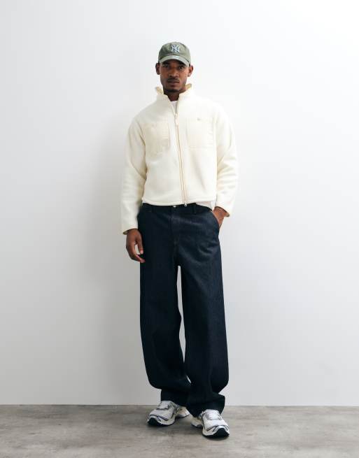 BLKVIS logo fleece zip through overshirt in cream, 2 of 5