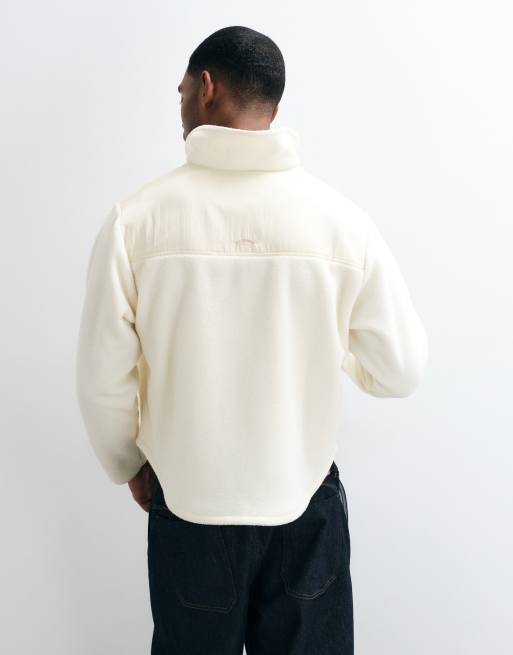 BLKVIS logo zip through fleece jakcet in cream, 5 of 5