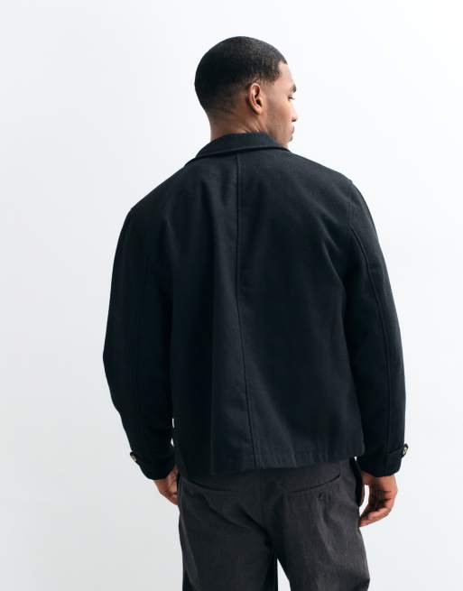 BLKVIS overhemdjack met logotekst van wolmix in zwart, 5 van 5