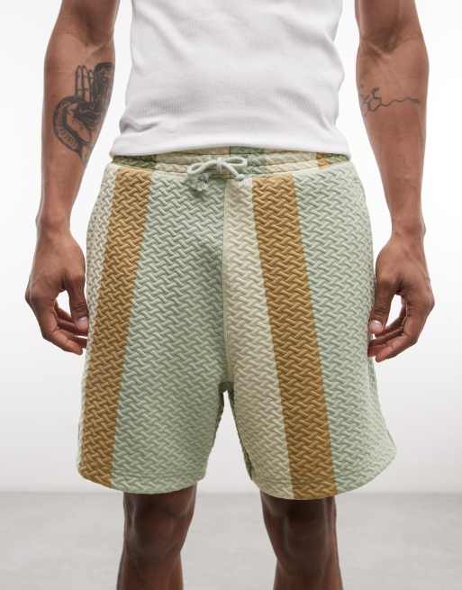 BLKVIS - Parte de un conjunto - Pantalones cortos verde multicolor a rayas guateados, 4 de 5