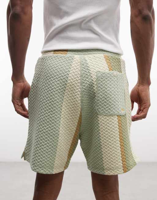 BLKVIS - Parte de un conjunto - Pantalones cortos verde multicolor a rayas guateados, 5 de 5