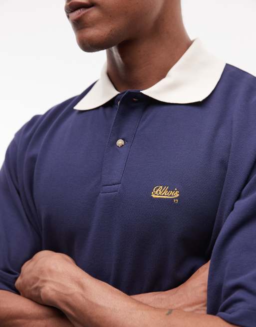 BLKVIS - Polo in piqué blu navy, 4 di 5
