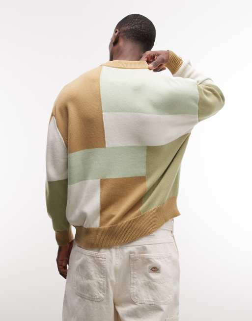 BLKVIS - Pull ras de cou en maille effet patchwork - Multicolore, 4 de 5