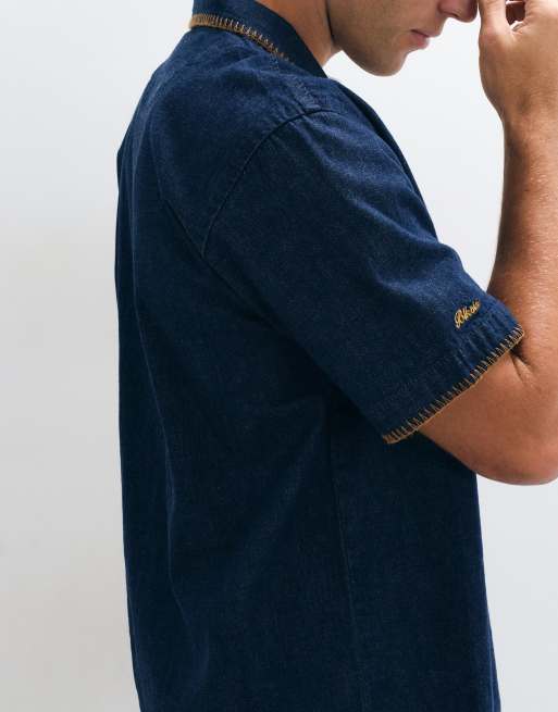 BLKVIS script denim patterned short sleeve shirt co-ord in blue, 2 of 5