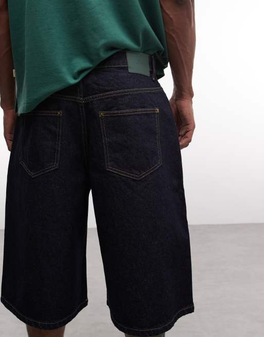 BLKVIS script denim shorts in indigo blue, 3 of 5