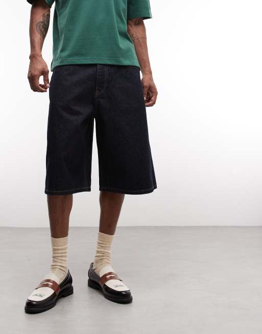 BLKVIS script denim shorts in indigo blue, 5 of 5