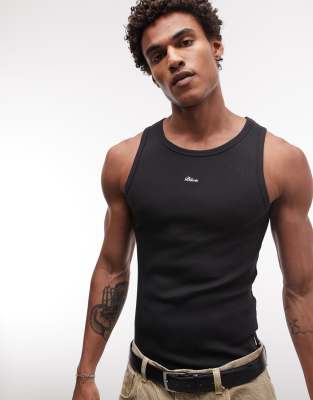 Blkvis Script Logo Tank In Black