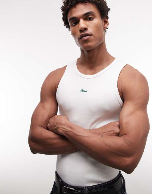 BLKVIS script logo tank in white, 5 of 5