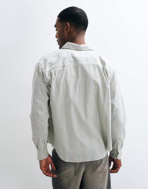 BLKVIS Shirt mit Script-Logo, schweres Langarmhemd mit Streifen in Grün-Multi, 5 von 5
