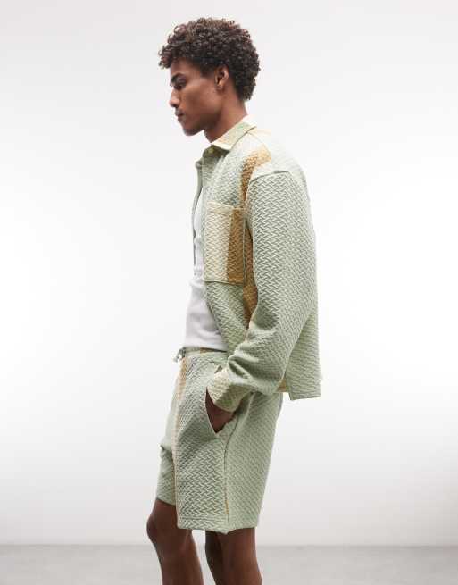 BLKVIS - Short d'ensemble matelassé à rayures - Vert multicolore, 3 de 5