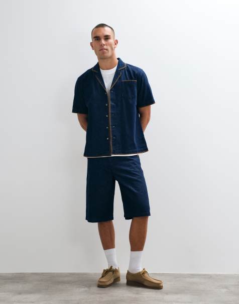 BLKVIS shorts coordinati in denim con motivo script blu - view 1