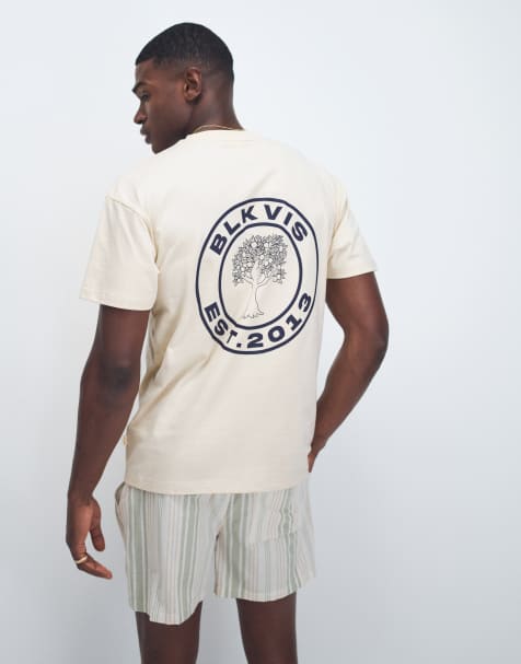 BLKVIS - Source - Cremefarvet T-shirt med grafisk print på ryggen - view 1