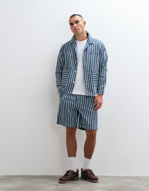 BLKVIS - Source - Ensemble rayé avec veste en jean et short - Bleu multicolore, 1 de 3