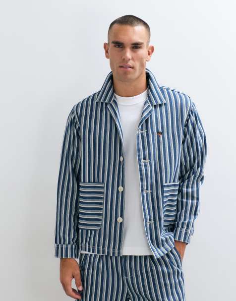BLKVIS source striped denim jacket co-ord in blue multi - view 1