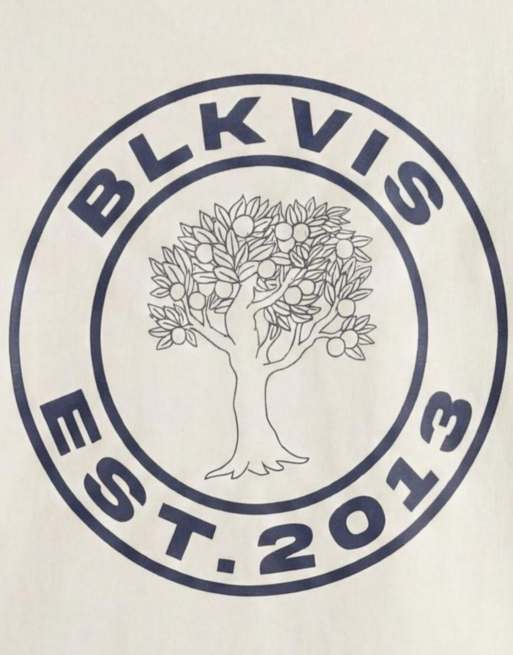 BLKVIS – Source – T-Shirt in Cremeweiß mit Rückengrafik, 8 von 9