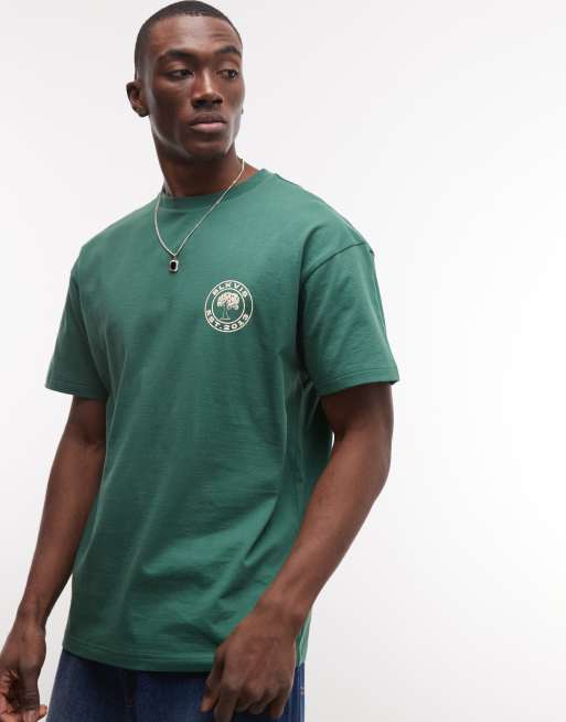 BLKVIS – Source – T-Shirt in Grün mit Rückengrafik, 3 von 5