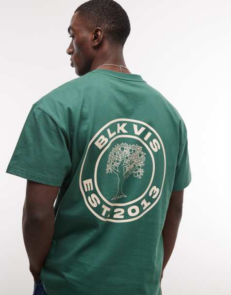 BLKVIS - Source - T-shirt met grafisch logo op de achterkant in groen - view 1