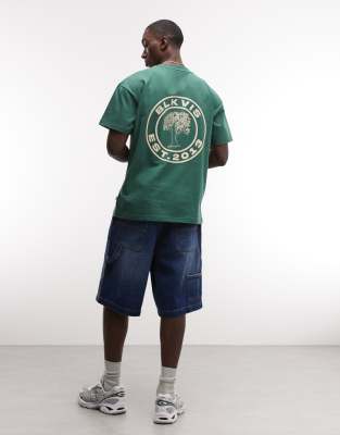 Blkvis Source T-shirt With Back Graphic In Green