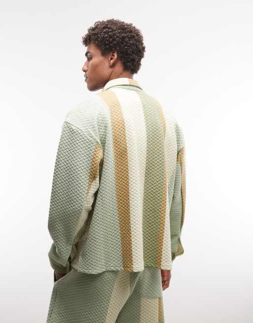 BLKVIS striped quilted overshirt co-ord in green multi, 5 of 5
