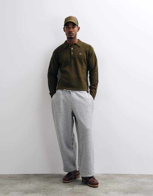 BLKVIS structured long sleeve polo shirt in olive green, 2 of 5