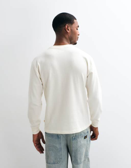 BLKVIS T-shirt a maniche lunghe pesante color crema, 5 di 5