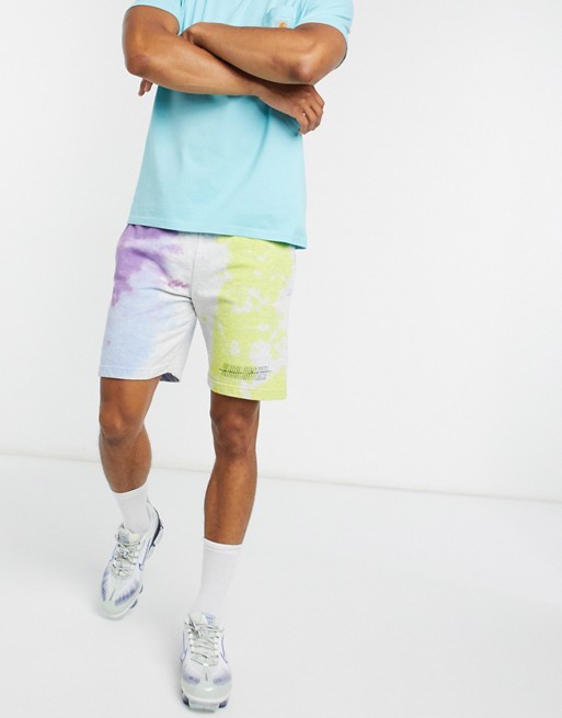 Blood Brother pale tie dye short in white