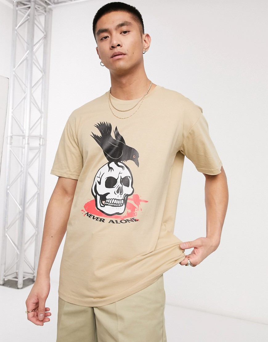 Blood Brother - Sandfärgad t-shirt med motiv-Beige