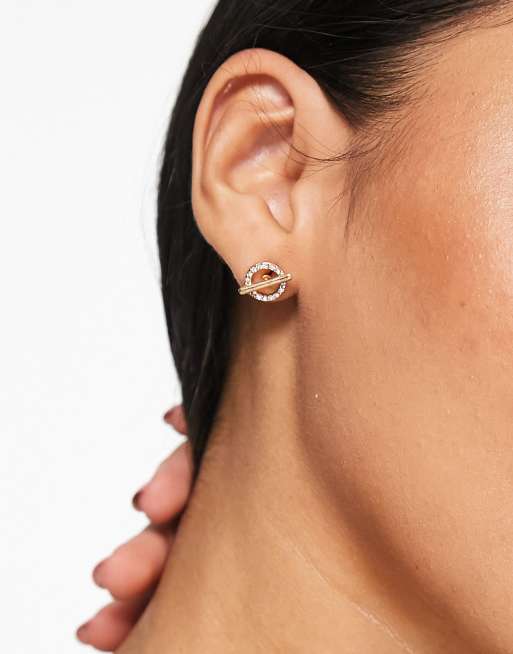 Bloom and Bay – Kreisförmige Ohrstecker in Gold-Optik mit Schmucksteinbesatz
