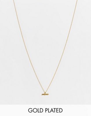 Bloom & Bay T bar gold plated necklace in gold