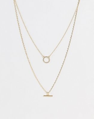 Bloom & Bay two layered necklace with T bar detail