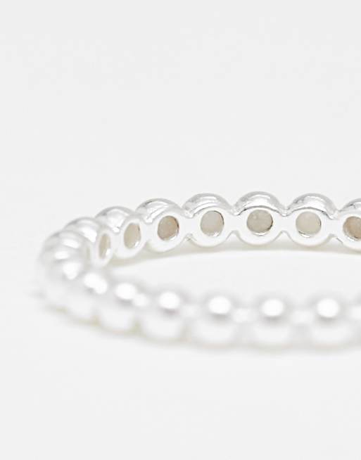 Bloom Bay Anello a fascia in argento sterling con palline ASOS