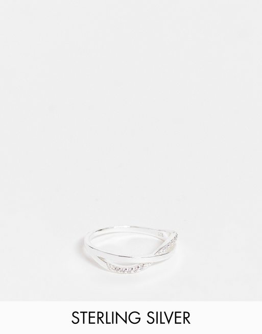 Bloom & Bay - Anello in argento sterling con design intrecciato e cristalli