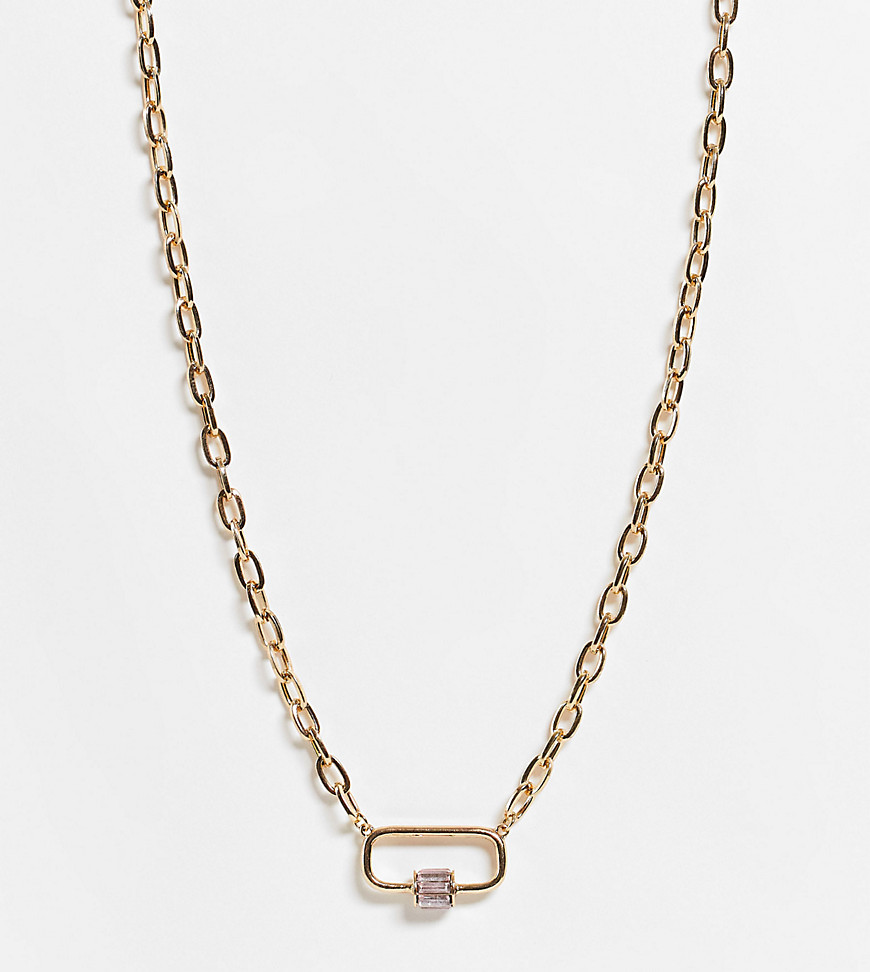 Bloom & Bay Chocker Gold Necklace With Pink Crystal Detail